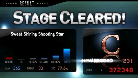 스테이지 결과 화면 — STAGE CLEARED